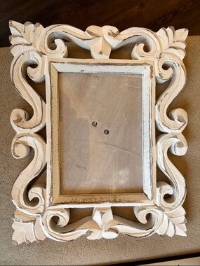 Ornate Distressed White Wood Picture Frame - Decorative Home Accent
